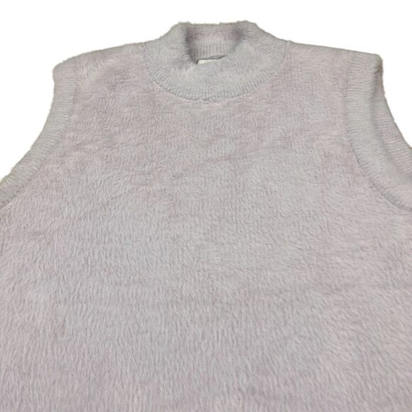 Rachel Zoe Sleeveless Faux Fur Fuzzy Sweater Womens Small Lavender Mock Neck - Picture 2 of 6
